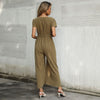 Nine-point Cotton And Linen Wide-leg Jumpsuit