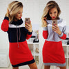 Women Turtleneck Long Sleeve Hooded Sweatshirt Dress