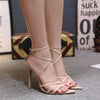 Stiletto heels with pointed cross