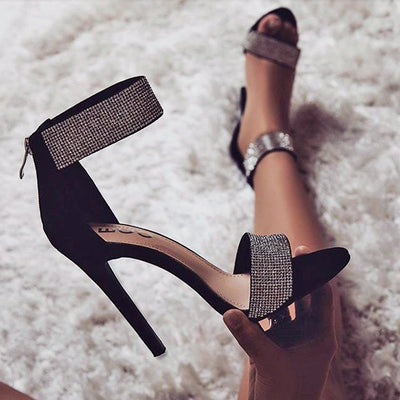 Open Toe rhinestone high heel sandals