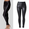 high waist 3 button Slim leather pants