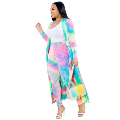 Two-piece Long-sleeved Printed Jacket Cloak And Leggings