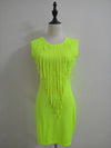 Solid fringed slim dress