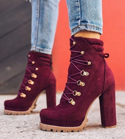 Table suede high heels