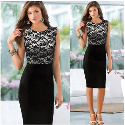 Lace stitching pencil skirt