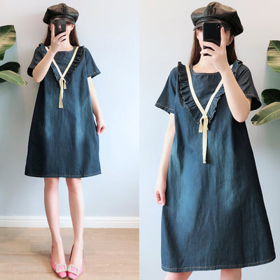 denim dress  loose thin denim skirt