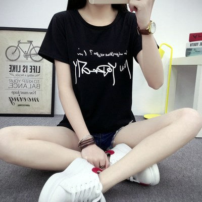 T-shirt printing letters short-sleeved t-shirt women