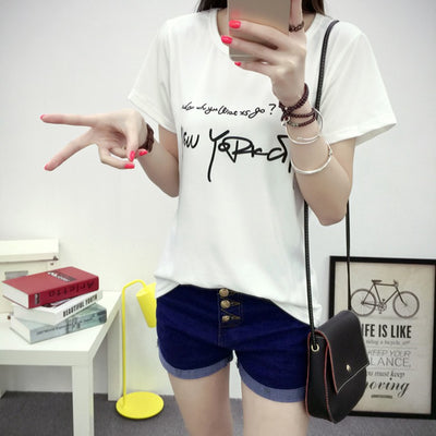 T-shirt printing letters short-sleeved t-shirt women