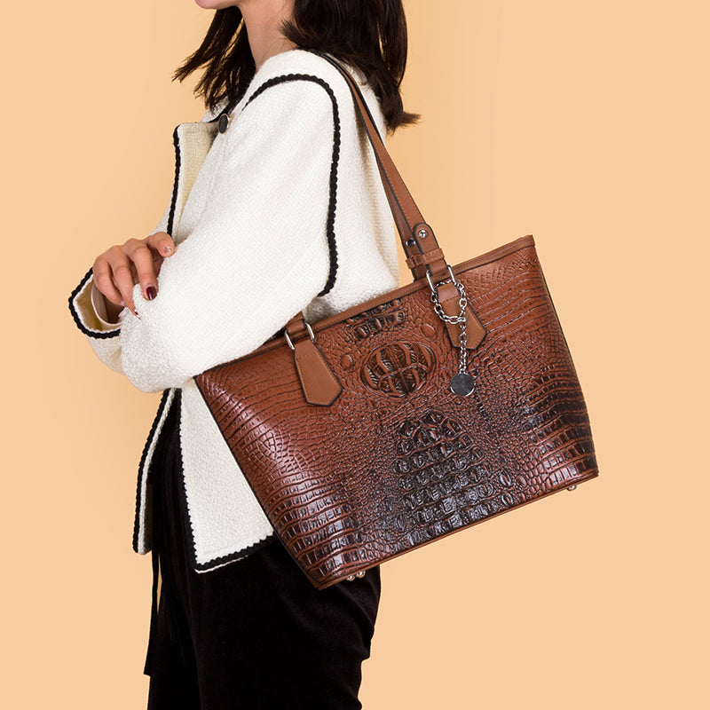 Tote Bag  Crocodile Pattern Handbag