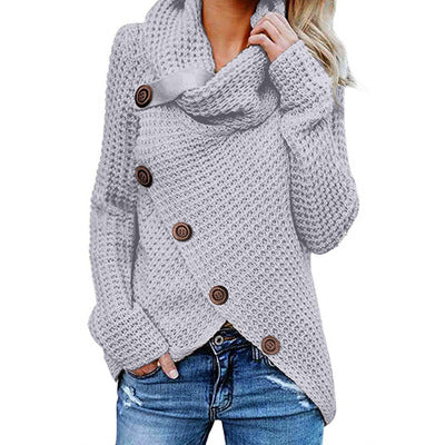 Pullover Button  Long Sleeve Sweater