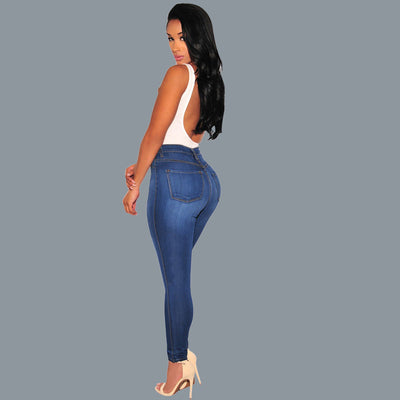 slim fit stretch thin  knee hole jeans