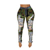 Ripped High-waisted  And Frayed Camouflage  Pants