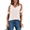 Lace Short-sleeved V-neck Pullover T-shirt