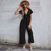 Nine-point Cotton And Linen Wide-leg Jumpsuit