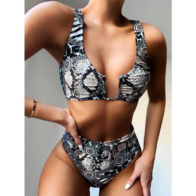 U-neck snake  ladies split bikini