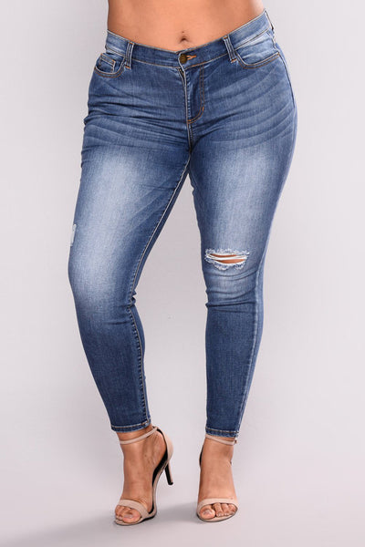 hole high elastic jeans  pants