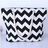 Wavy Striped  Canvas Handbag  Beach Bag Tote Bag