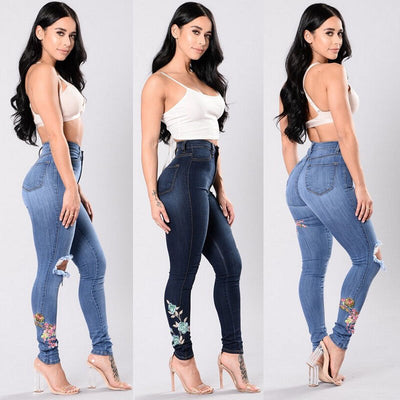 denim  embroidered jeans