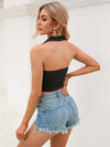 Camisole Solid Color Halter Neck Open Back