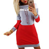 Women Turtleneck Long Sleeve Hooded Sweatshirt Dress