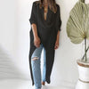 V-neck long sleeve asymmetrical blouse