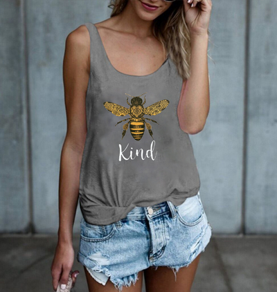 Ladies sleeveless bee kind vest