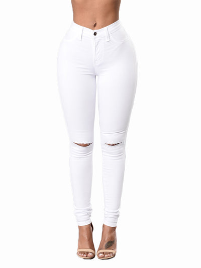 Women's Bag Buttocks Ripped Pencil Jeans