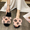 leopard wool slippers woman