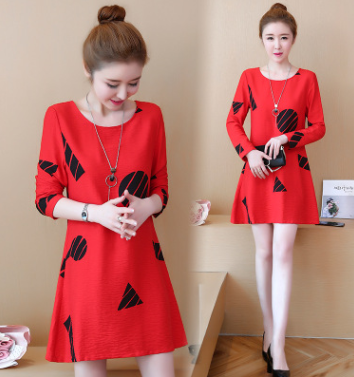 long sleeve loose ladybug dress