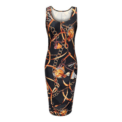 Positioning Print Sleeveless Plus Size Dress