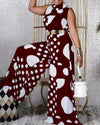 Polka Dot Squandered Waist Jumpsuit