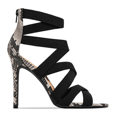 high heels with snake pattern