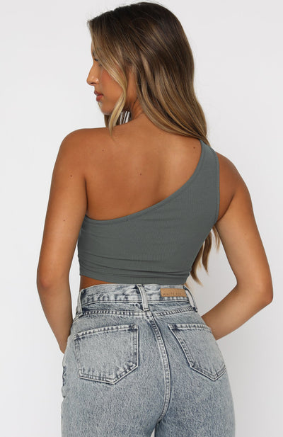 Sloping Shoulder Short Cropped Ribbed Vest