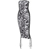 Zebra Print Tie-Up Neck Dress