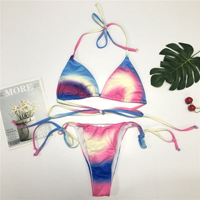 Strap Gradient Bikini European Swimsuit Women