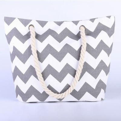 Wavy Striped  Canvas Handbag  Beach Bag Tote Bag