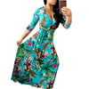 V-neck beautiful print  long dress