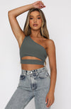 Sloping Shoulder Short Cropped Ribbed Vest