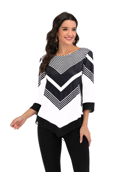 Stepford Angle Design Blouse (Curvy Sizes)