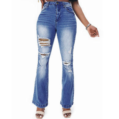 High-rise Ripped Washed Jeans