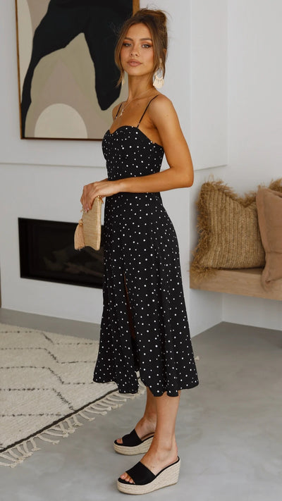 Polka Dot Slit Dress