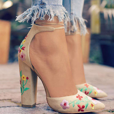 Embroidered frosted sandals