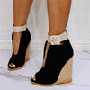 Wedge With One-line Strappy Roman Heel Sandals