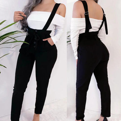 High Waist jumpsuit suspenders