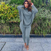 Batwing  Two Piece Set Women Turtleneck Top+Pencil Pants  Classy Outfits