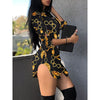 Shirt Dress Fashion Chain Print Ladies Long Sleeve Dress Two Colors Available