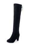 Faux Suede Over The Knee Boots Lace Up Female Slim Thigh High Boots