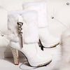 Winter Warm  New Wild Super High Heel Rhinestone Thick with Snow Boots Large Size  Boots