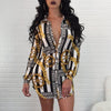 Shirt Dress Fashion Chain Print Ladies Long Sleeve Dress Two Colors Available