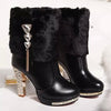 Winter Warm  New Wild Super High Heel Rhinestone Thick with Snow Boots Large Size  Boots